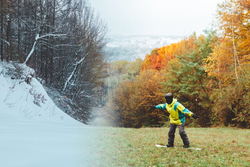snowboarder waiting for ski season