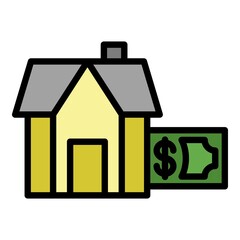 Payment of mortgage housing icon. Outline payment of mortgage housing vector icon color flat isolated