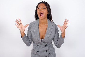 MODELO crying and screaming. Human emotions, facial expression concept. Screaming, hate, rage.