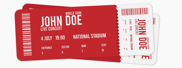 Concert ticket template. Concert, party or festival ticket design template. illustration