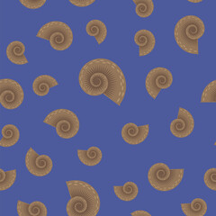 Animal Icon. Snail Logo Isolated on Blue Background. Seamless Pattern