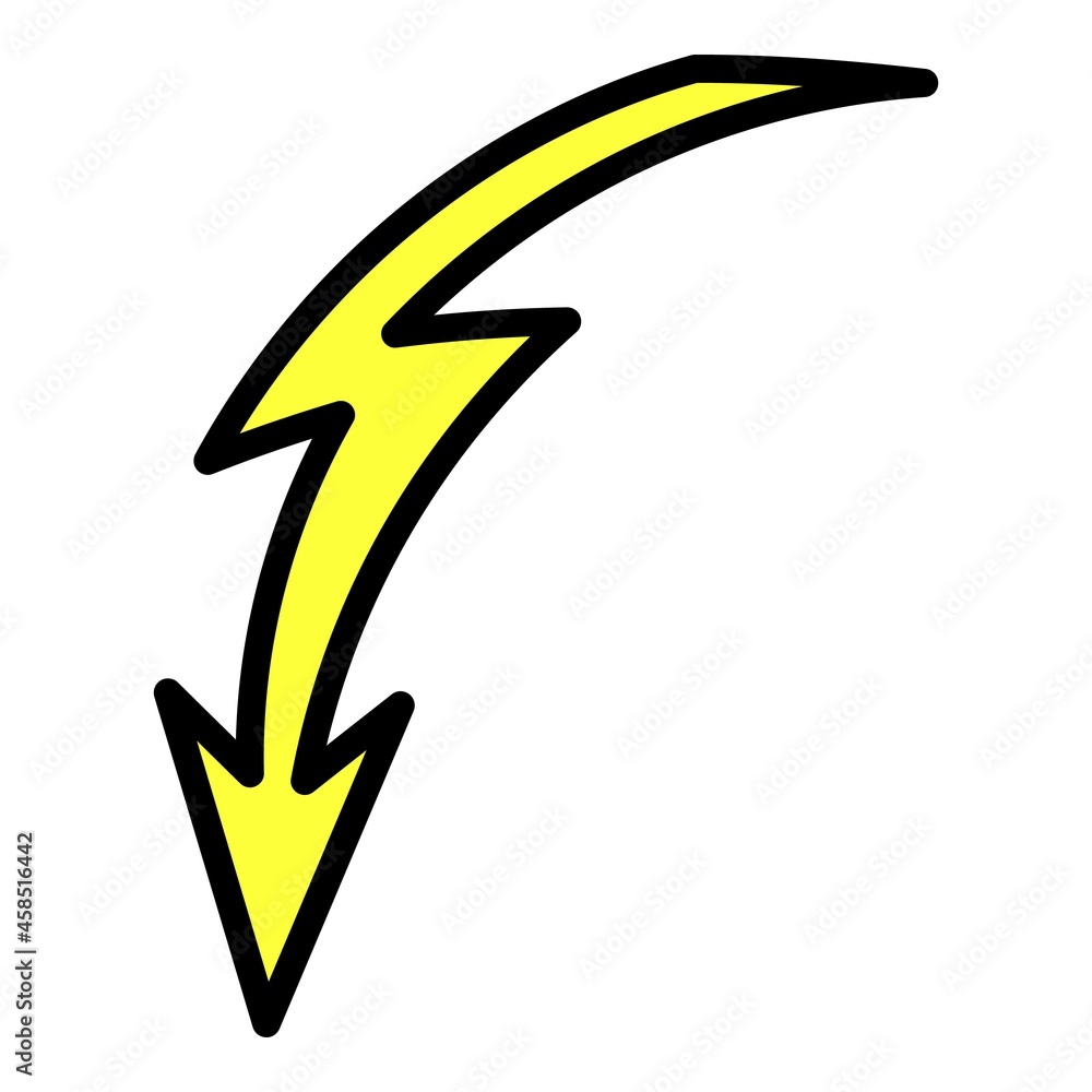 Aufkleber curved lightning icon. outline curved lightning vector icon color flat isolated
