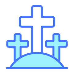 graveyard, Headstone, grave Blue Outline Simple Icon.