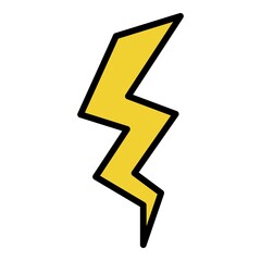 Vertical lightning icon. Outline vertical lightning vector icon color flat isolated