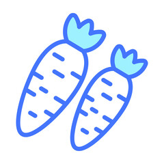 Carrot, vegetable, food Blue Outline Simple Icon.
