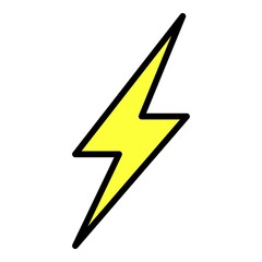 Lightning symbol icon. Outline lightning symbol vector icon color flat isolated