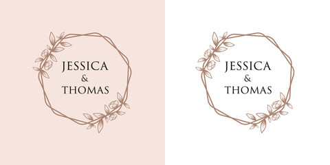 Botanical Hand Drawn collection Logo with Wild Flower and Leaves. Logo for spa and beauty salon, boutique, organic shop, wedding, floral designer, interior, photography, cosmetic. vector illustration