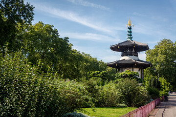 Peace Pagoda, presented to Londoners by the Buddhist leader Nichidatsu Fuji in 1984, Battersea...