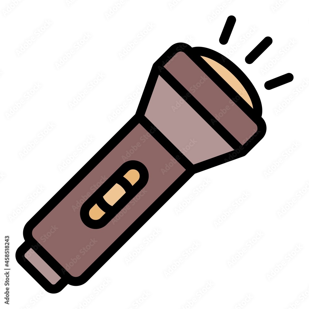 Poster flashlight icon. outline flashlight vector icon color flat isolated
