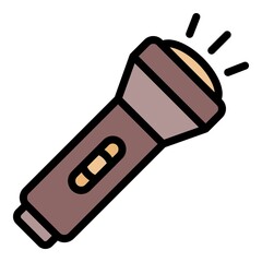 Flashlight icon. Outline flashlight vector icon color flat isolated