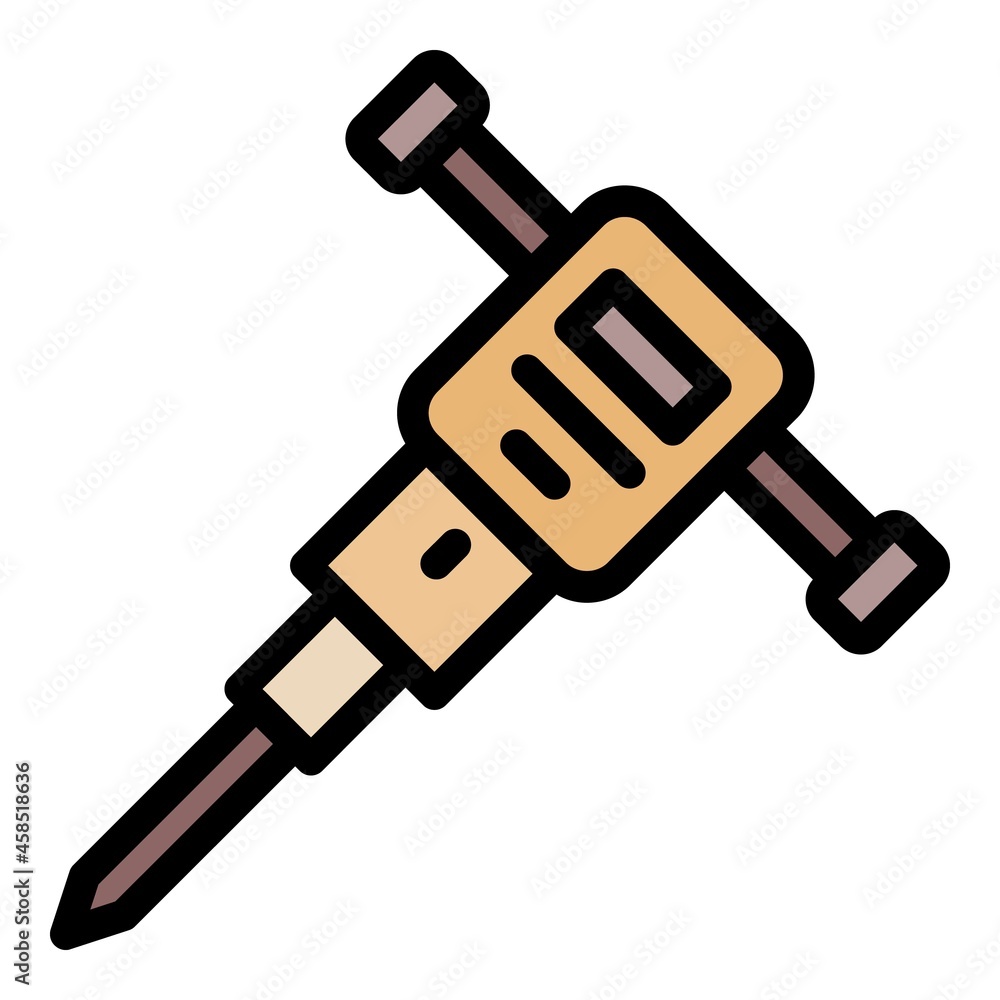 Poster drilling machine icon. outline drilling machine vector icon color flat isolated
