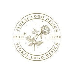 Botanical Hand Drawn collection Logo with Wild Flower and Leaves. Logo for spa and beauty salon, boutique, organic shop, wedding, floral designer, interior, photography, cosmetic. vector illustration