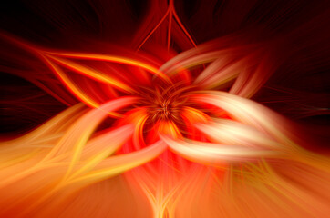 fiery abstract flower. psychedelic bright fire background