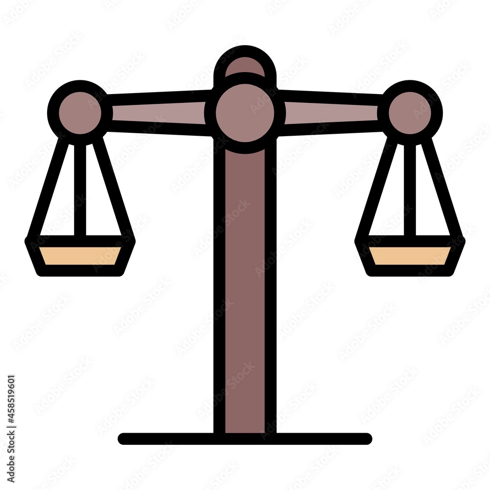 Poster judge balance icon. outline judge balance vector icon color flat isolated