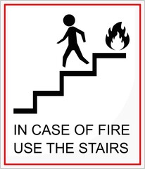 Vector illustration signage of in case of fire use the stairs