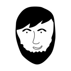 Bearded hipster man. For beard care advertising. Vector illustration in doodle style for barbershop logo, picture, postcard, poster, poster on canvas or paper