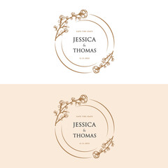 Botanical Hand Drawn collection Logo with Wild Flower and Leaves. Logo for spa and beauty salon, boutique, organic shop, wedding, floral designer, interior, photography, cosmetic. vector illustration