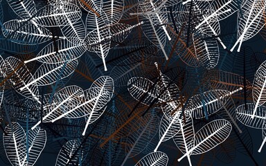 Light Blue, Yellow vector doodle backdrop with leaves.