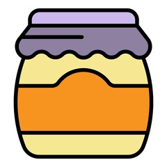 Tasty jam jar icon. Outline tasty jam jar vector icon color flat isolated