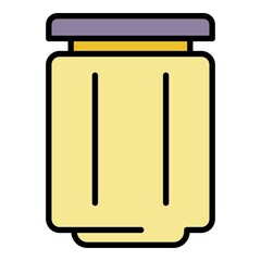 Healthy jam jar icon. Outline healthy jam jar vector icon color flat isolated