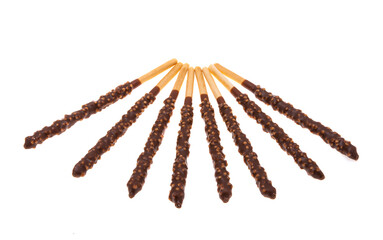 biscuit stick in chocolate isolated