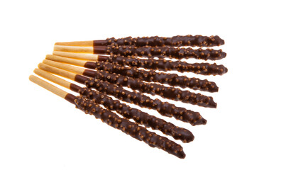 biscuit stick in chocolate isolated