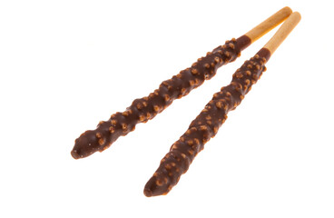 biscuit stick in chocolate isolated