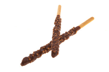 biscuit stick in chocolate isolated