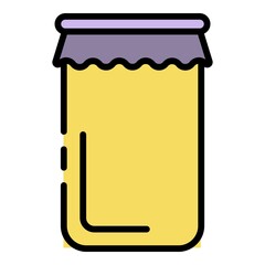Packed jam jar icon. Outline packed jam jar vector icon color flat isolated