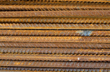 Construction fittings. Rusty metal. Steel bars. Scrap metal. Rusty iron.