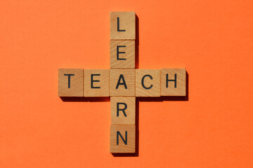 Learn, teach, words as crossword