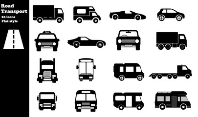 Transport routier en 20 icônes, collection