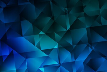 Dark Blue, Green vector shining triangular backdrop.