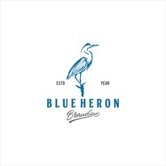 Blue Heron Logo Design Vector Image