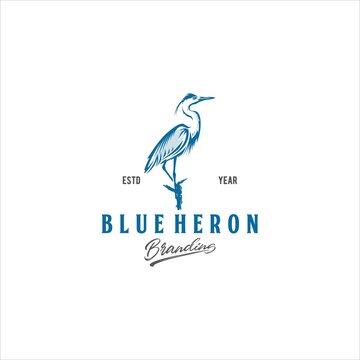 Blue Heron Logo Design Vector Image