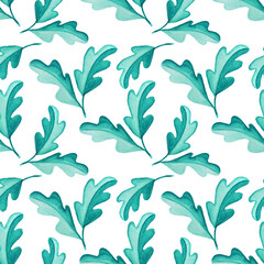 Watercolor illustration blue textile flowers and leaves pattern