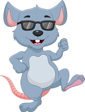 cartoon cute mouse wearing glasses