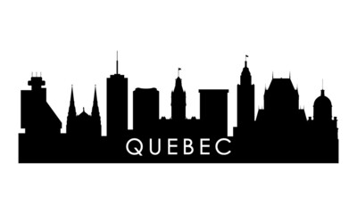 Fototapeta premium Quebec skyline silhouette. Black Quebec city design isolated on white background.