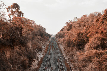 Railway from above in orange colors