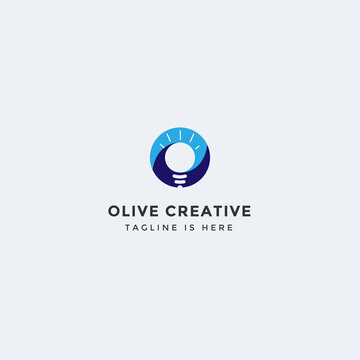 letter O logo with bulb icon, creative and modern design initial O.