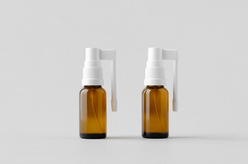 Oral, throat spray mockup. Amber bottle.