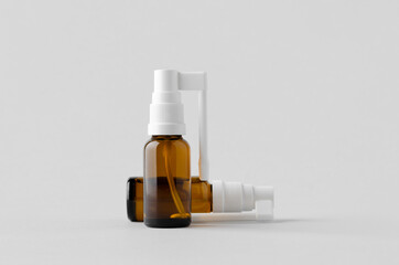 Oral, throat spray mockup. Amber bottle.