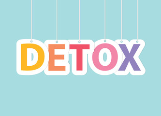 detox word made with colorful hanging letters- vector illustration