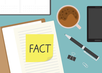 fact written on sticky note- vector illustration