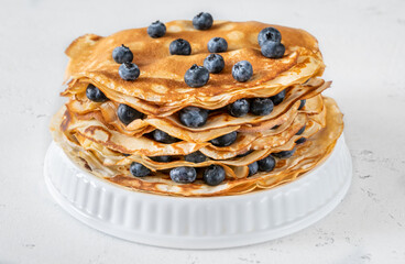 Crepes with fresh blueberries