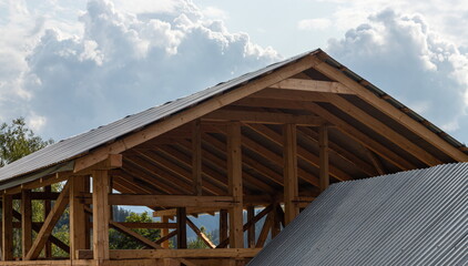 roof and wooden beams part of house construction traditional european