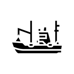 fishing boat glyph icon vector. fishing boat sign. isolated contour symbol black illustration