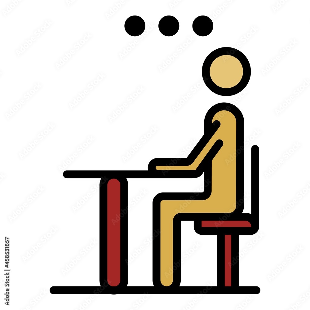 Aufkleber man at desktop icon. outline man at desktop vector icon color flat isolated