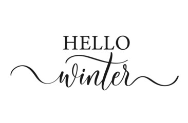 Hello winter. Modern calligraphy inscription poster. Wall art decor.