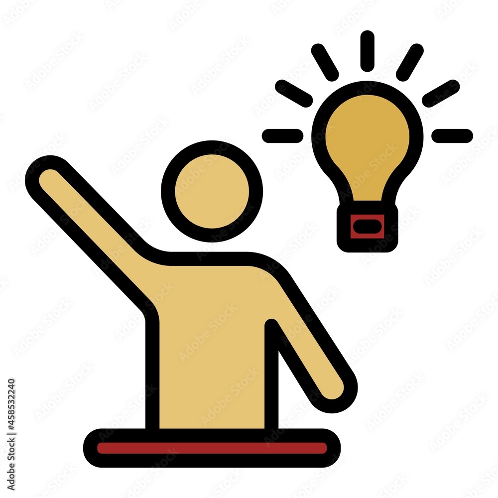 Poster man bulb idea icon. outline man bulb idea vector icon color flat isolated